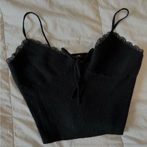 black lace crop tank